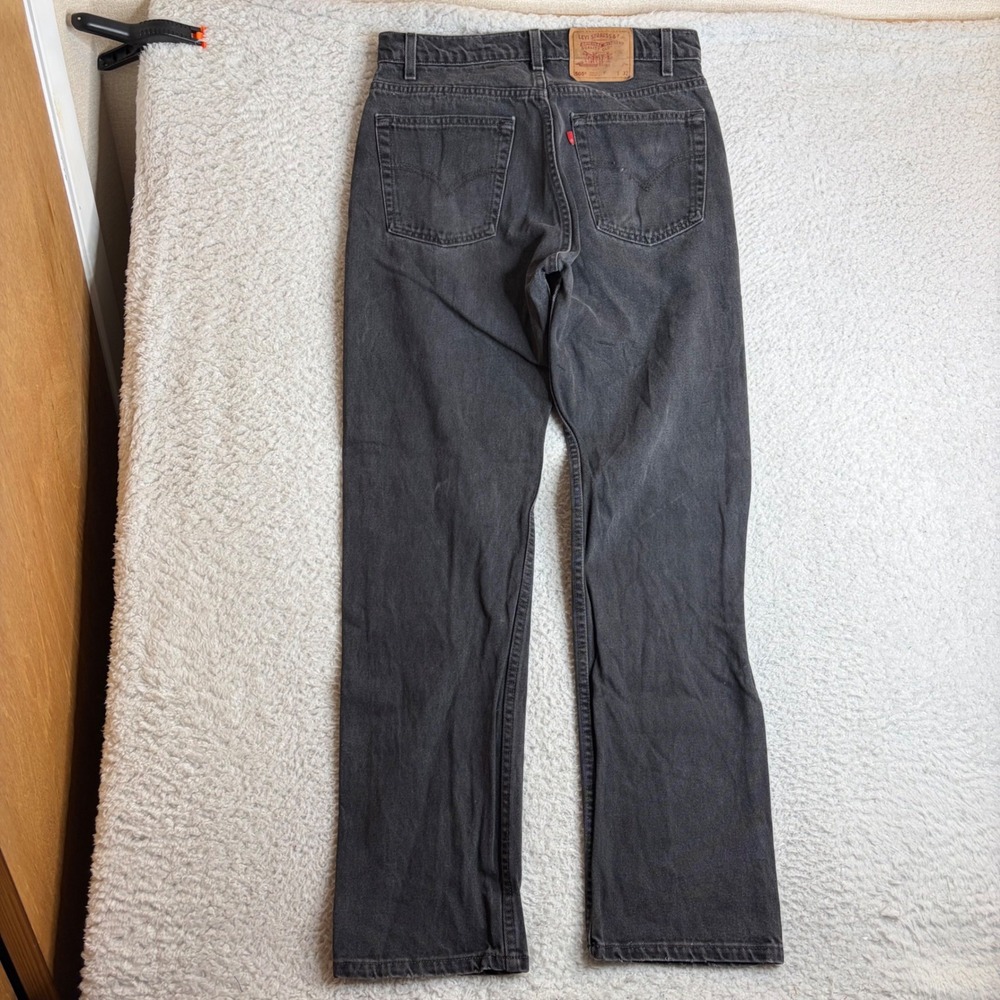 Levi's 505 Regular Fit Straight Leg Jeans Faded Black Denim 32x32 USA 1995